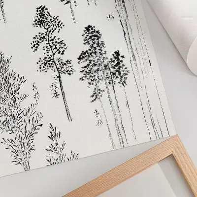 Lámina artística de Los pinos de Hokusai grabado japonés antiguo en madera de 1800 a 1900 de alta calidad
