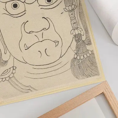 Máscara de Fudō Myōō de la Escuela de Katsushika Hokusai póster con colores saturados
