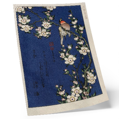 Lienzo decorativo moderno Katsushika Hokusai (1760-1849), Robin en una rama de cerezo en flor