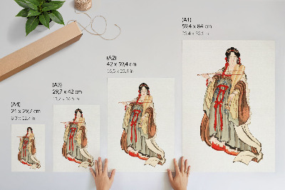 Lámina artística de alta calidad Benten (Diosa del Amor) (siglos XVIII-XIX), ilustración de una mujer japonesa de la Edad de Piedra realizada por Katsushika Hokusai.