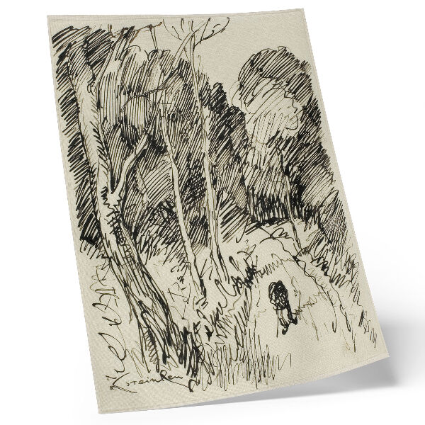 Póster Paisaje forestal con un vagabundo, de Théophile-Alexandre Pierre Steinlen