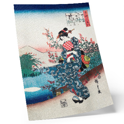 Póster con colores saturados Mujer japonesa (1844-1846), xilografía antigua de Utagawa Hiroshige