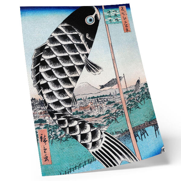 Lienzo decorativo moderno Puente Suidobashi y Surugadai de Utagawa Hiroshige (1857)