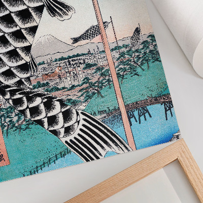 Lienzo decorativo moderno Puente Suidobashi y Surugadai de Utagawa Hiroshige (1857)