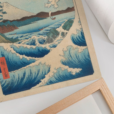 Lámina artística de alta calidad Una gran ola en la playa Satta en Suruga, de la serie Treinta y seis vistas del Fuji (Fuji Sanjuroku Kei) de Utagawa Kuniyos
