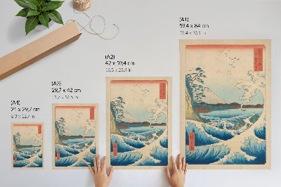 Lámina artística de alta calidad Una gran ola en la playa Satta en Suruga, de la serie Treinta y seis vistas del Fuji (Fuji Sanjuroku Kei) de Utagawa Kuniyos