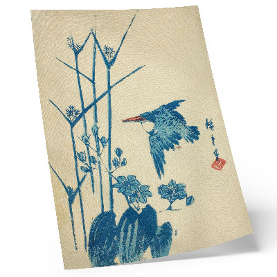 Lienzo decorativo moderno Martín pescador y monocoría de Utagawa Hiroshige