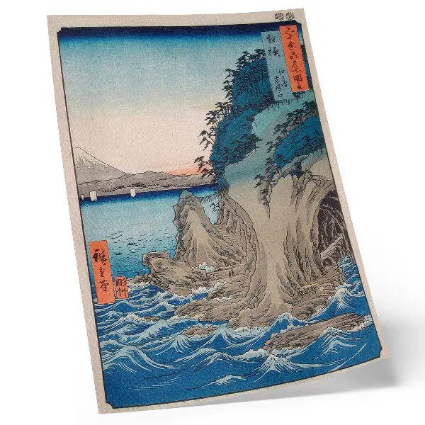 Entrada a la cueva en la isla Enoshima en la provincia de Sagami de Utagawa Hiroshige lámina artística de alta calidad, número 15