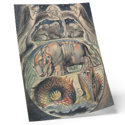 Póster con colores saturados Behemot y Leviatán (según William Blake)