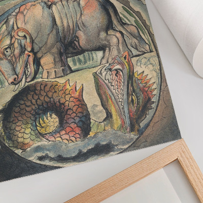 Póster con colores saturados Behemot y Leviatán (según William Blake)