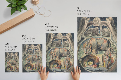 Póster con colores saturados Behemot y Leviatán (según William Blake)