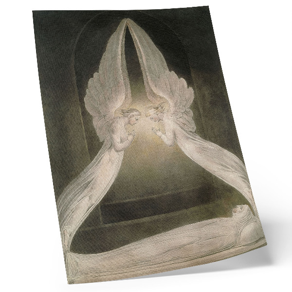 Lámina artística de alta calidad Cristo en el sepulcro, custodiado por ángeles (1805), acuarela de William Blake.