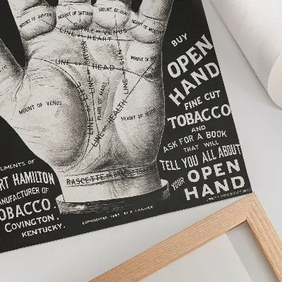 Lámina de lectura de la palma de la mano con colores saturados