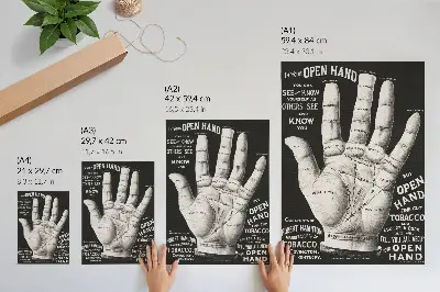 Lámina de lectura de la palma de la mano con colores saturados