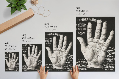 Póster con colores saturados Lectura de la palma de la mano abierta