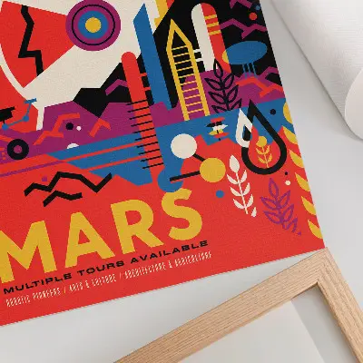 Lienzo decorativo moderno con diseño de viajes espaciales al planeta Marte