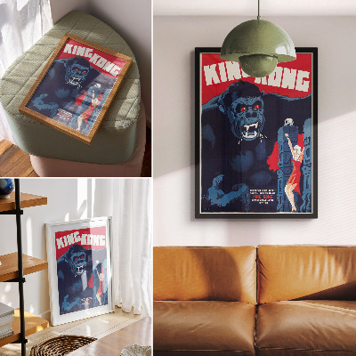 Póster con colores saturados Cartel de la película danesa King Kong (1933)