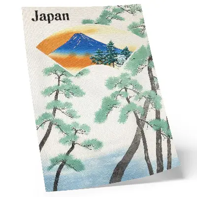 Póster ilustración de época de los Viajes del Ferrocarril del Gobierno Japonés de 1930
