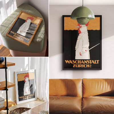 Lienzo decorativo moderno Waschanstalt Zurich (1905), un cartel publicitario histórico de Robert Hardmeyer