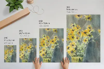 Jarrón con rudbeckias (1915) de Hannah Borger Overbeck póster con colores saturados