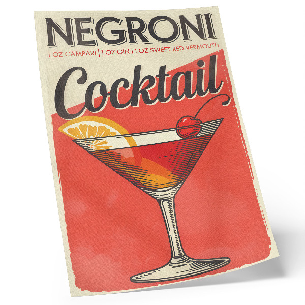 Lámina artística de alta calidad Cóctel Negroni con limón y cereza