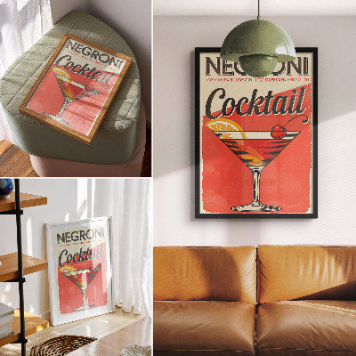 Lámina artística de alta calidad Cóctel Negroni con limón y cereza