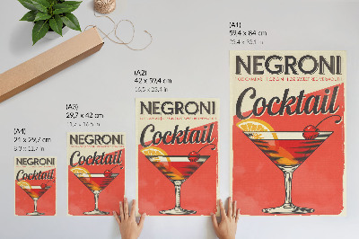 Lámina artística de alta calidad Cóctel Negroni con limón y cereza