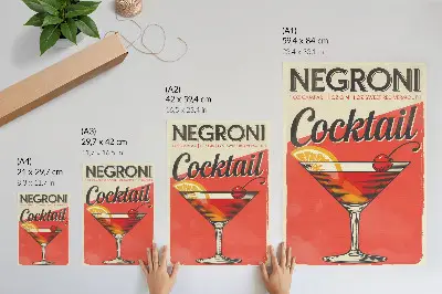Lámina artística de cóctel Negroni con limón y cereza de alta calidad