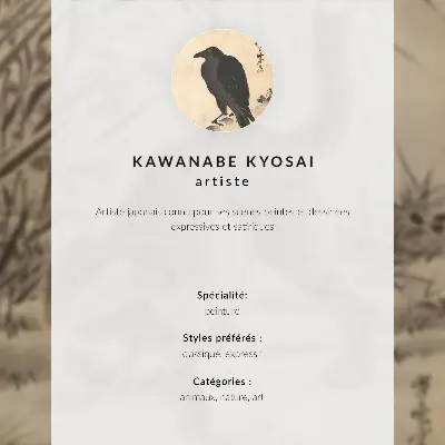 Póster de gato atrapando una rana de Kawanabe Kyosai con colores saturados