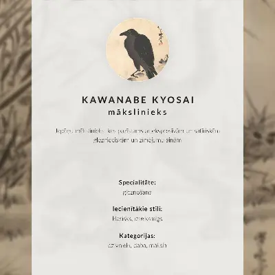 Póster de gato atrapando una rana de Kawanabe Kyosai con colores saturados
