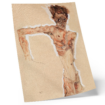 Lienzo decorativo moderno Hombre desnudo: Autorretrato (1911) de Egon Schiele – una pintura masculina de la colección del Museo Metropolitano de Arte.
