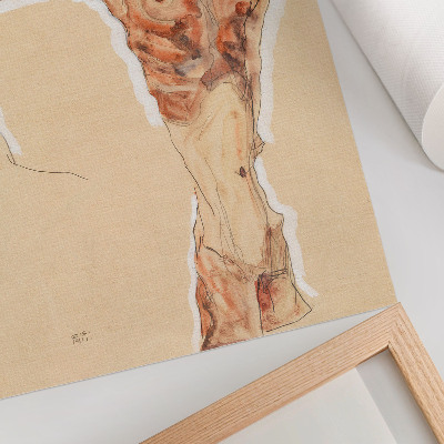 Lienzo decorativo moderno Hombre desnudo: Autorretrato (1911) de Egon Schiele – una pintura masculina de la colección del Museo Metropolitano de Arte.