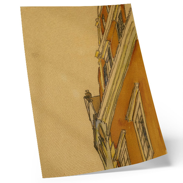 Póster Vista frontal del edificio (casa en Krumau) (1910) por Egon Schiele