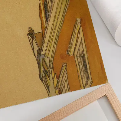 Póster vista frontal del edificio (casa en Krumau) (1910) de Egon Schiele