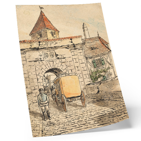 Póster Puerta de la ciudad con carruaje (trabajo de estudiante) de Egon Schiele