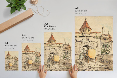 Póster Puerta de la ciudad con carruaje (trabajo de estudiante) de Egon Schiele