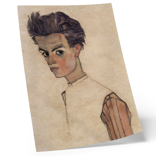 Póster con colores saturados Autorretrato de Egon Schiele (1910)