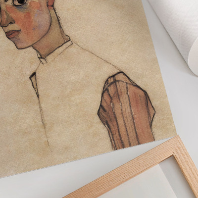 Póster con colores saturados Autorretrato de Egon Schiele (1910)