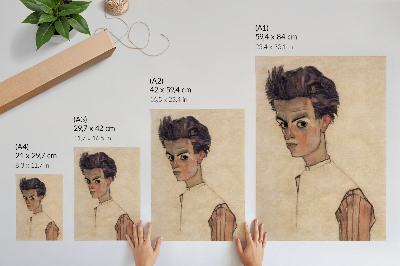 Póster con colores saturados Autorretrato de Egon Schiele (1910)