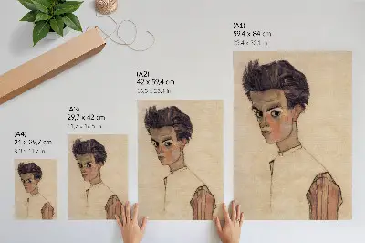 Autorretrato de Egon Schiele (1910) póster con colores saturados