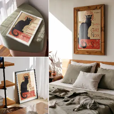 Póster Tournée du Chat Noir (1896) de Théophile Alexandre Steinlen con colores saturados