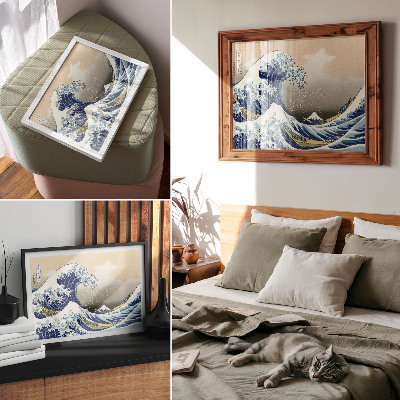 Póster La gran ola de Kanagawa (1760-1849) de Hokusai – Grabado japonés ukiyo-e en madera