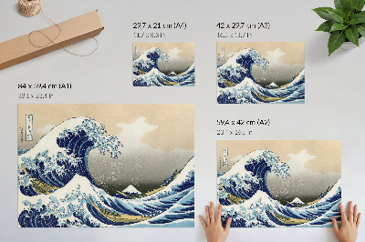 Póster La gran ola de Kanagawa (1760-1849) de Hokusai – Grabado japonés ukiyo-e en madera