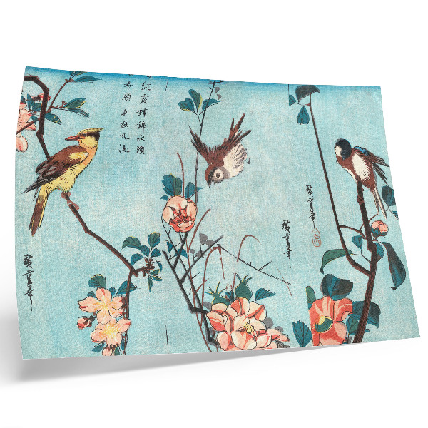 Lámina para cuadro Pájaros y flores japonesas (1833) – grabados antiguos en madera de Utagawa Hiroshige