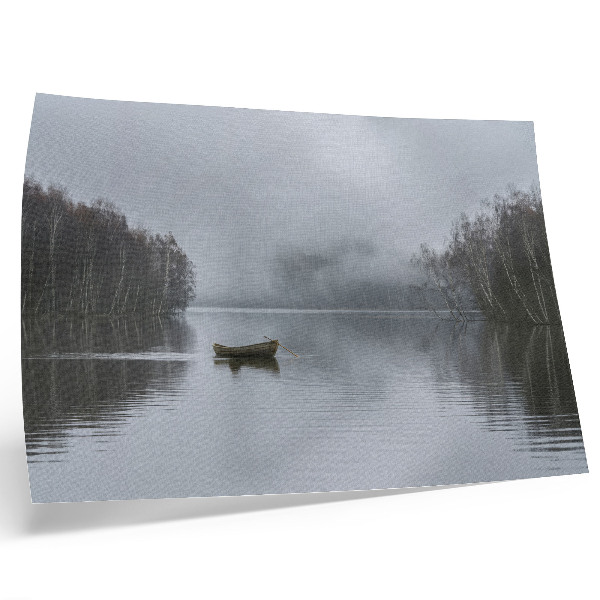 Lámina para cuadro Cielo y agua, niebla y árboles, paz y tranquilidad.