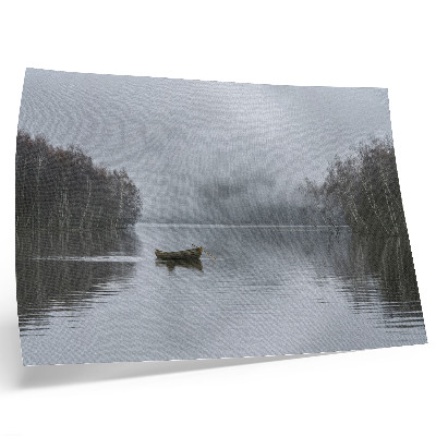 Lámina para cuadro Cielo y agua, niebla y árboles, paz y tranquilidad.
