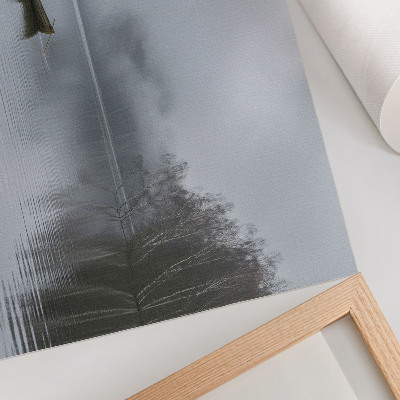 Lámina para cuadro Cielo y agua, niebla y árboles, paz y tranquilidad.
