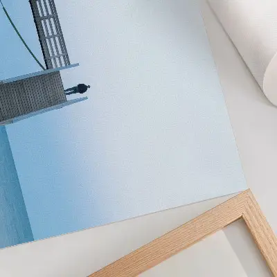 Lámina para cuadro de arquitectura minimalista con persona en escaleras que transmite paz