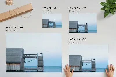 Lámina para cuadro de arquitectura minimalista con persona en escaleras que transmite paz