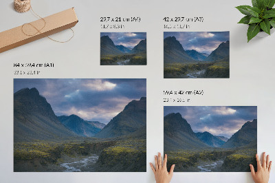 Arte de pared Montañas entre las nubes, paz azul, naturaleza